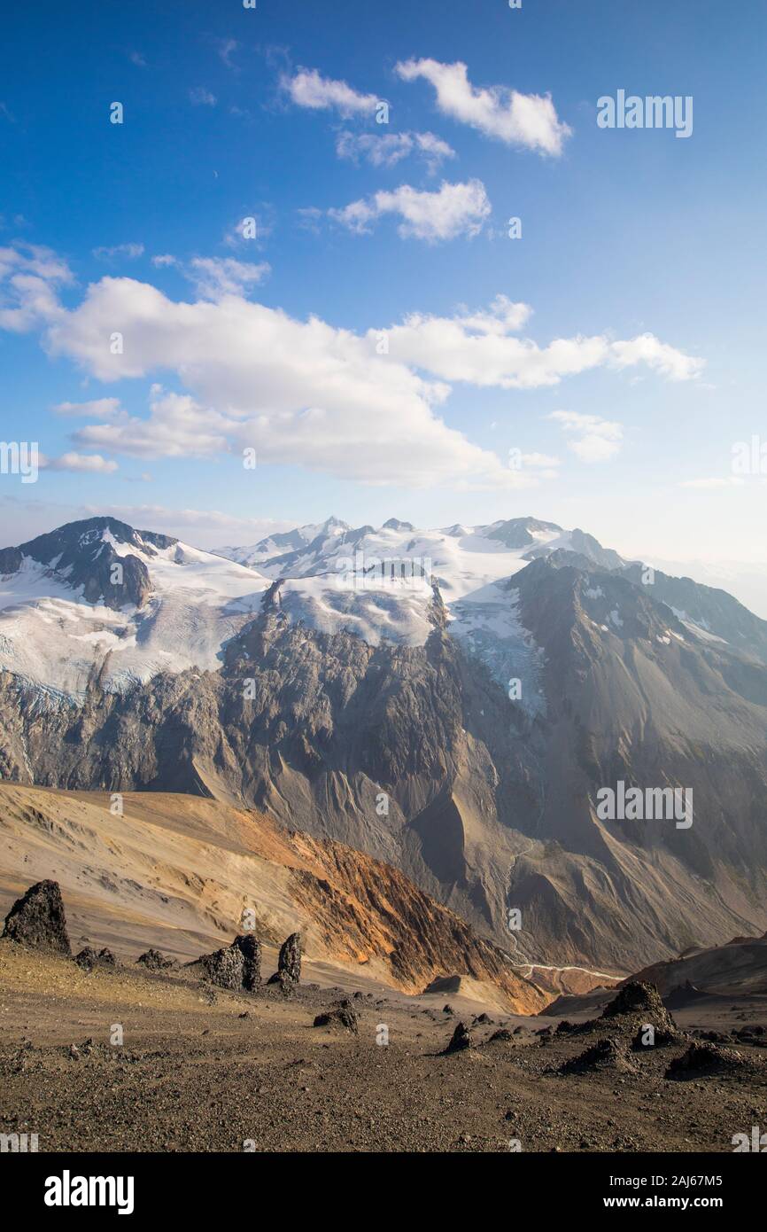 Blick auf die Landschaft über dem Athelney Pass, B.C. Kanada. Stockfoto