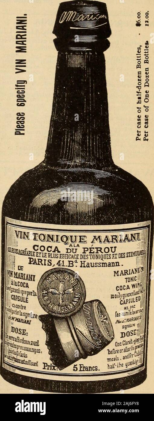 Die medizinischen und chirurgischen Reporter. nions über ihre Unterschriften (in ourpossession) sind vollständig in Einklang andclearly beweisen die Wirksamkeit und meritsof-VIN MARIANI, Mai thussummarized werden: Difiusible Reizmittel und Stärkungsmittel in ansemia, nervöse Depression, Folgeerscheinungen von childbirthlymphatism, verspäteten Rekonvaleszenz, generalMalaise, und nach verschwenden Fiebern. Besonderer Hinweis auf das Nervensystem, inall krankhafte Zustände, Melancholie usw. Stärkungsmittel im Kehlkopf und Magen complica, magenmühen allen Fällen, wo eine allgemeine Kräftigung und Stärkung des Systems erforderlich ist. Die einzige Tonic Reizmittel vrithout Jede Stockfoto