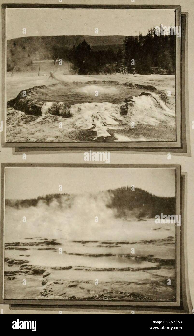 Yellowstone National Park dargestellt. Morgen GI.ORY FRÜHLING, GROTTO Geysir Kegel. Krater DES LÄNGLICHEN GEYSIR.. PUNCH^(n? L. Höllen halben Hektar. Stockfoto