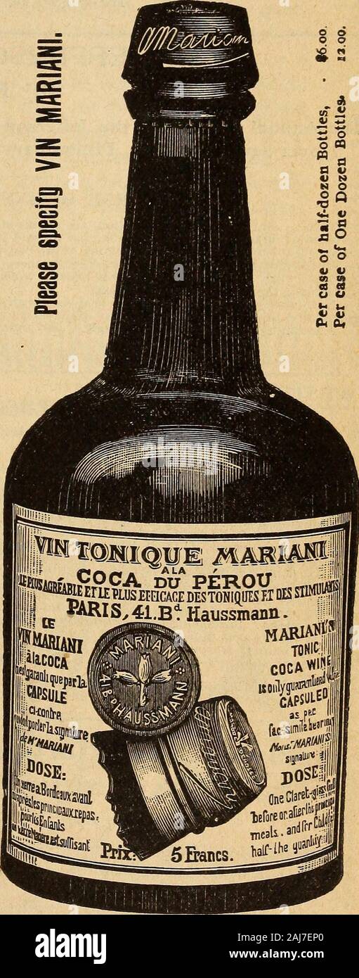 Die medizinischen und chirurgischen Reporter. ons über ihre Unterschriften (in ourpossession) sind vollständig in Einklang andclearly beweisen die Wirksamkeit und meritsof-VIN MARIANI, Mai thussummarized werden: Diffusiblem Reizmittel und Stärkungsmittel in ansBmia, nervöse Depression, Folgeerscheinungen von childbirthlymphatism, verspäteten Rekonvaleszenz, generalMalaise, und nach verschwenden Fiebern. Besonderer Hinweis auf das Nervensystem, inall krankhafte Zustände, Melancholie usw. Stärkungsmittel im Kehlkopf und Magen complica-, Magen Probleme. Alle Fälle Tvhere eine allgemeine Kräftigung und Stärkung des Systems erforderlich ist. Die einzige Tonic Stimulans - ohne Stockfoto