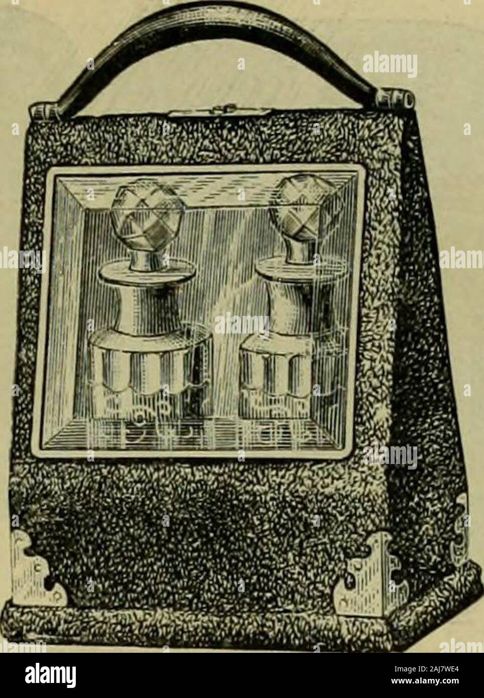 Strawbridge and Textilhändler's Quarterly. Keine 24.- Geruch, der alrrnist anycolor Plüsch, gesäumt mit feinen pufiedsatin, vernickelt ttimmings, abgeschrägte Glastüren vorn und hack; Zwei gravierte Flaschen; Preis, $ 7,50. Stockfoto