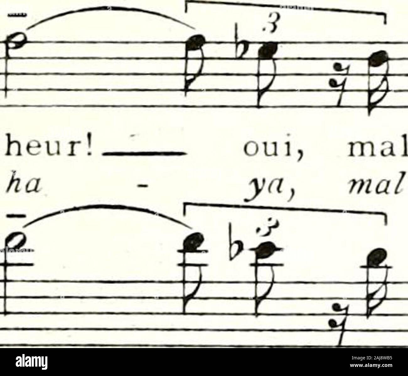 La Vie brève = La Vida Breve: Drame lyrique en 2 Actes et 4 Tableaus. M.E.400 Salud 83 ICH mm ich Lm-is-me!-grn-!. p p p p M i^^^^P vrTp Éi LaG-M. Loncle heur sur sa vie et Saha-ya su-a tí y sur Ra-ce! Mal-heur sur sa San-Gre, su Suer-te y. su = 55 î^F M H î I^f, p r I rïR^ ±: - Heur! Oui, mal-heur sur sa vie et sa Ra-ce! Mal-heur sur sa-ha-ya, mal-ha-ya su vi-ay su San-Gre, su Suer-te y su Sostenuto aJhirgando pesante^" •? Ein tempo Ht. 33 i Stockfoto