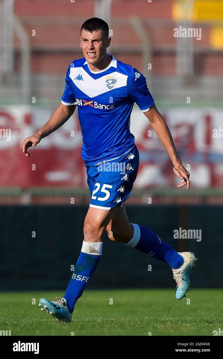 Mantua, Italien. 10. August 2019: Dimitri Bisoli von Brescia Calcio in Aktion während der Vorsaison freundlich Fußballspiel zwischen Brescia Calcio und Real Valladolid CF. Brescia Calcio gewann 2-1 über Real Valladolid CF. Credit: Nicolò Campo/Alamy leben Nachrichten Stockfoto