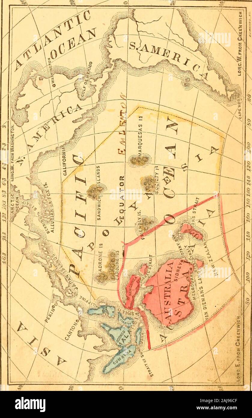 Der Jugend Handbuch der Geographie: mit Geschichte und Astronomie kombiniert: Für die Nutzung der Unter- und Mittelstufe Klassen in öffentlichen und privaten Schulen konzipiert. Oxtrich. F Was ist nie in der grössere Teil von Ägypten gesehen? A. Regen. Frage: Wie ist das Land bewässert? A. Durch das Überlaufen des Nils. Q: Wie kann Händler die Wüsten Kreuz? A. in großen Unternehmen, genannt Wohnwagen. Frage: Welche von den Inseln, nord-westlich von Afrika? A. Madeiia Wein und Kanarischen Vögel.. Karte des Pazifischen Ozeans. 143 Lektion CXXXIX. W as ist das Ausmaß der Pazifischen Ozean von Osten nach Westen? 11.000 milesWnat ist die Stockfoto