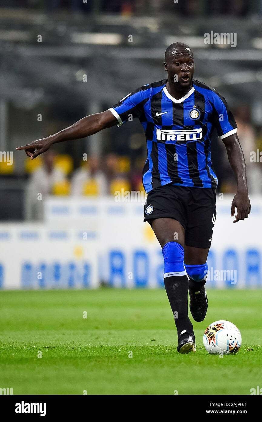 Mailand, Italien. 26. August 2019: Romelu Lukaku des FC Internazionale in Aktion während der Serie ein Fußballspiel zwischen FC Internazionale und US Lecce. FC Internazionale gewann 4-0 über US Lecce. Credit: Nicolò Campo/Alamy leben Nachrichten Stockfoto