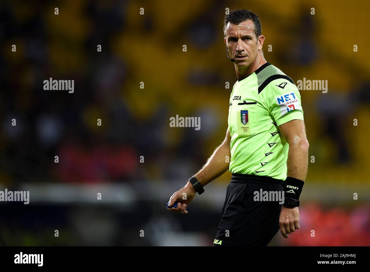 Parma, Italien. 1 September, 2019: Die Schiedsrichter Daniele Doveri sieht während der Serie ein Fußballspiel zwischen Atalanta BC und Torino FC. Torino FC gewann 3-2 über Atalanta BC. Credit: Nicolò Campo/Alamy leben Nachrichten Stockfoto