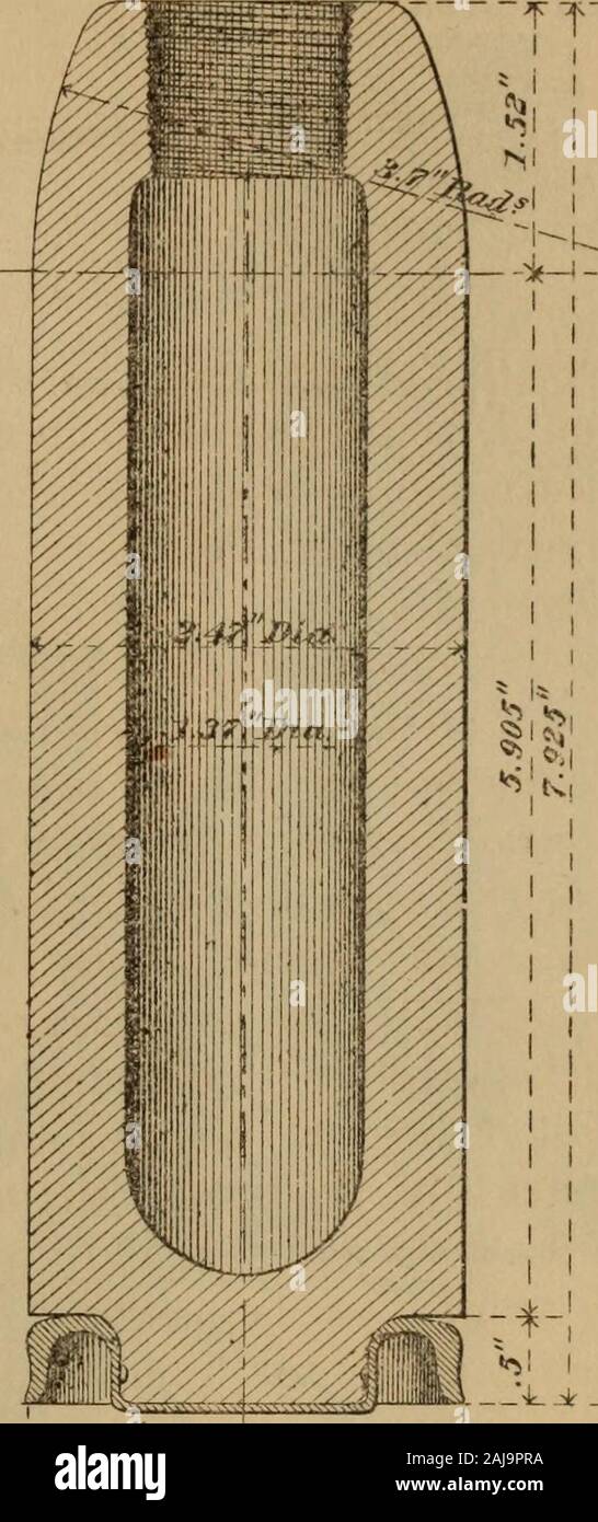 Bericht der britischen Marine und die militärischen Operationen in Ägypten, 1882. j Abb. 161. Shell,? lbs, 6 oz, Tbwder. 4 oz.. 2.44 Dia, Gas Checfi. Die Beförderung von beiden Seiten der Platte Stahl gebildet wird, die Kanten sind ofwhich Flansch nach außen, um die] Steifigkeit von Winkeleisen, mit lessweight. Diese Halterung Seiten sind durch drei Stahl transoms anda Steel toe-Platte und gebildet zu erhalten] die Waffe Drehzapfen und steelaxletrees. Ein messingbeschlägen | nach der Form der Seite mit der Halterung und oftrunnion und axletree ist an jeder Halterung montiert, Steifigkeit und Bär - ing Oberfläche zu geben. Die Achsen ar Stockfoto