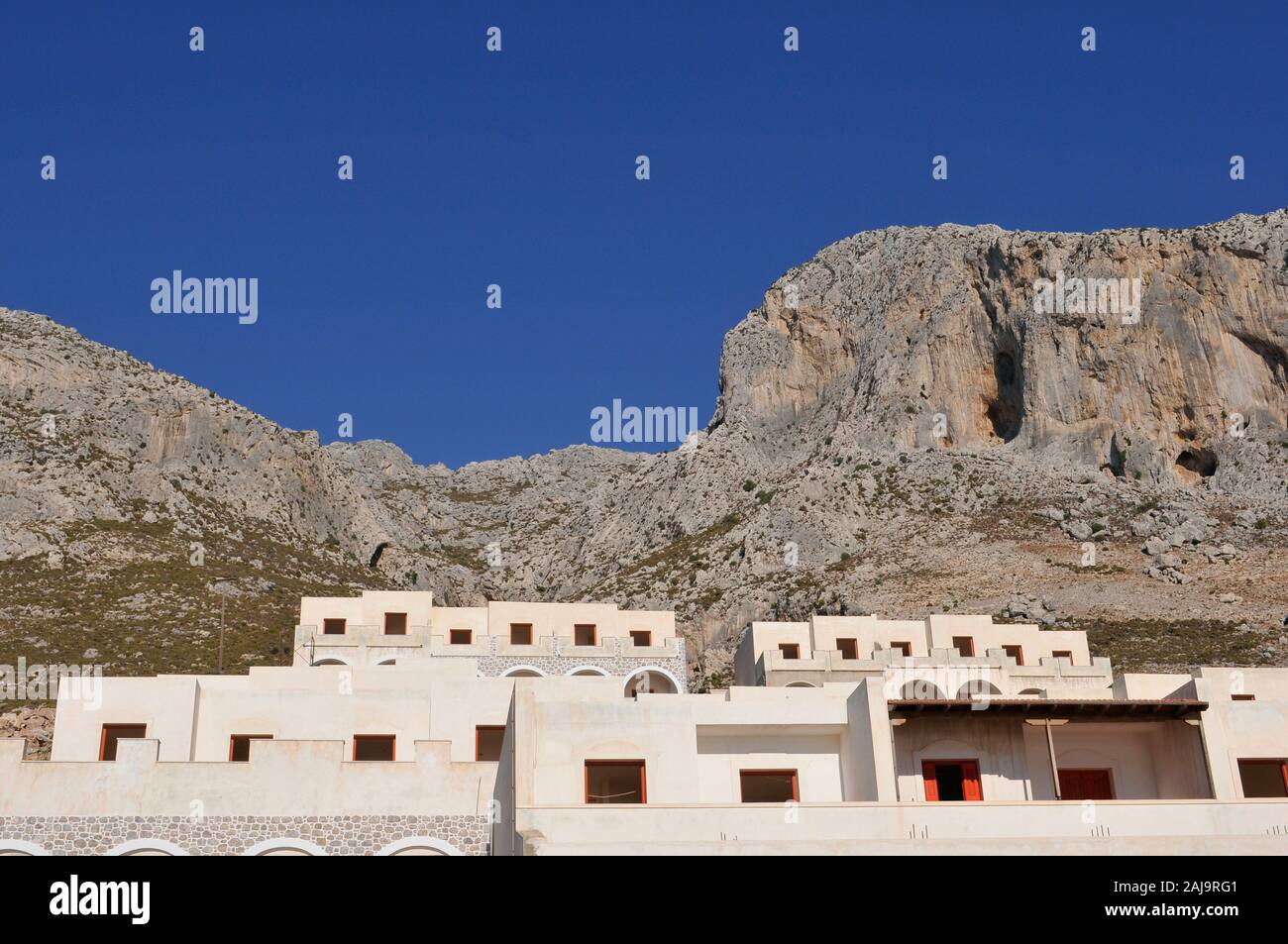 Neubau der Ferienwohnungen in Masouri, Insel Kalymnos, Griechenland Stockfoto