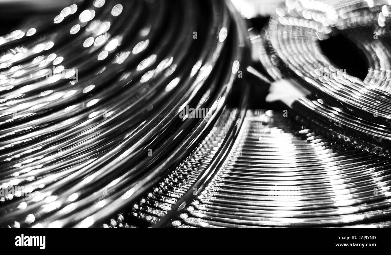 Glänzender draht Spulen, Ansicht schließen Stockfoto