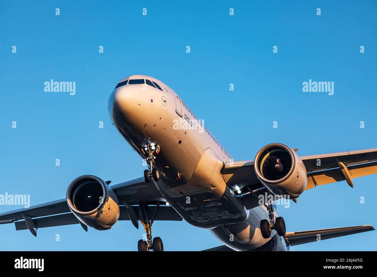 Lufthansa Airbus A320 Neo Registrierung D-AINR in neue livery Landung auf dem 29. Dezember 2019 am Londoner Flughafen Heathrow, Middlesex, Großbritannien Stockfoto