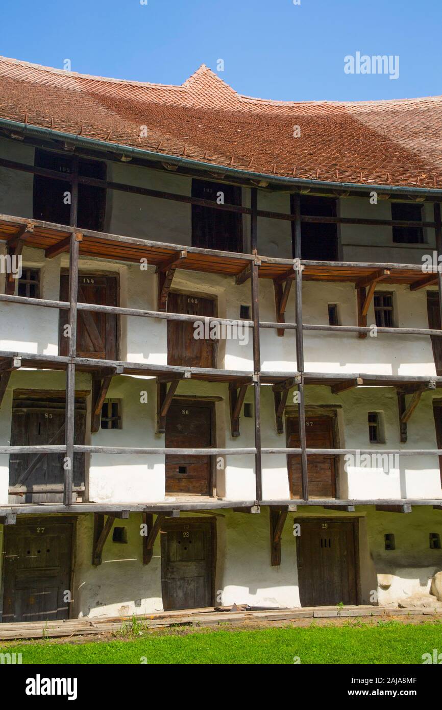 Schlafsäle, Prejmer befestigte Kirche, 1212, UNESCO-Weltkulturerbe, Prejmer, Brasov, Rumänien Stockfoto