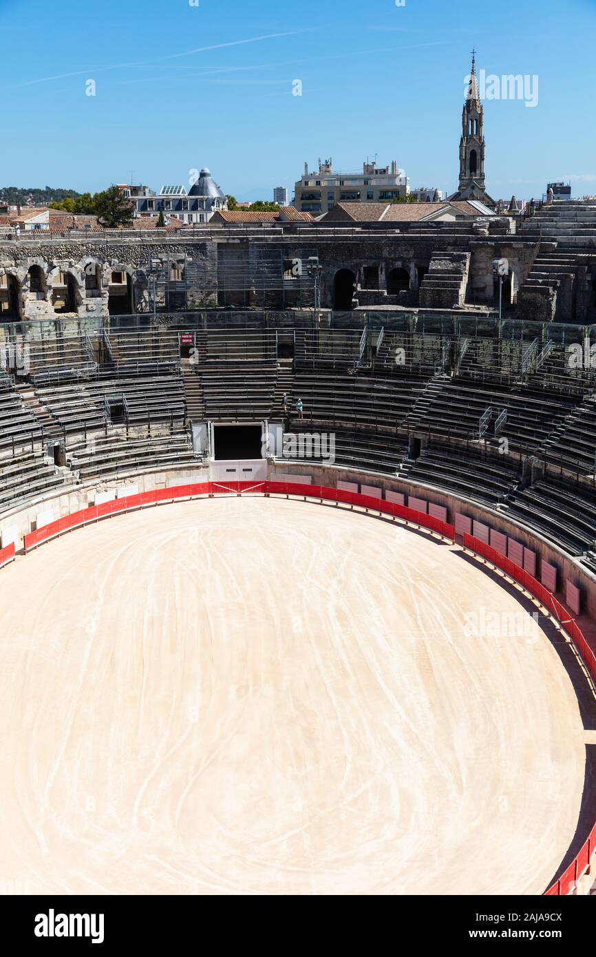 Stier kämpfen Arena Nimes (römisches Theater), Frankreich Stockfoto