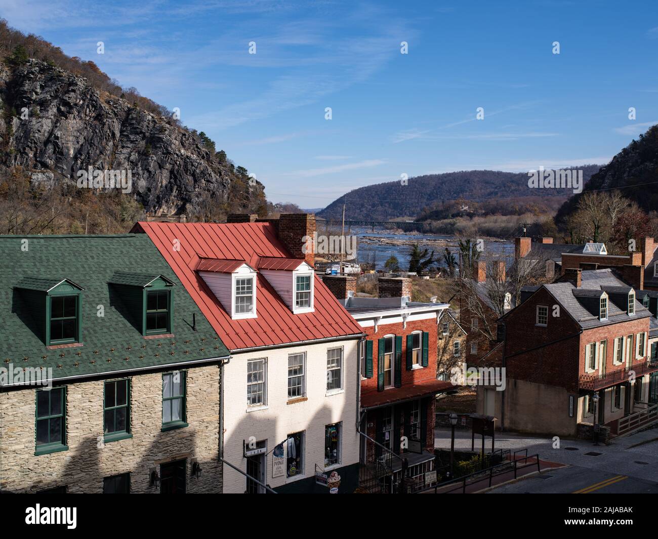 Harpers Ferry West Virginia an das Verbinden der Patomac und Shenandoah Flüssen Stockfoto