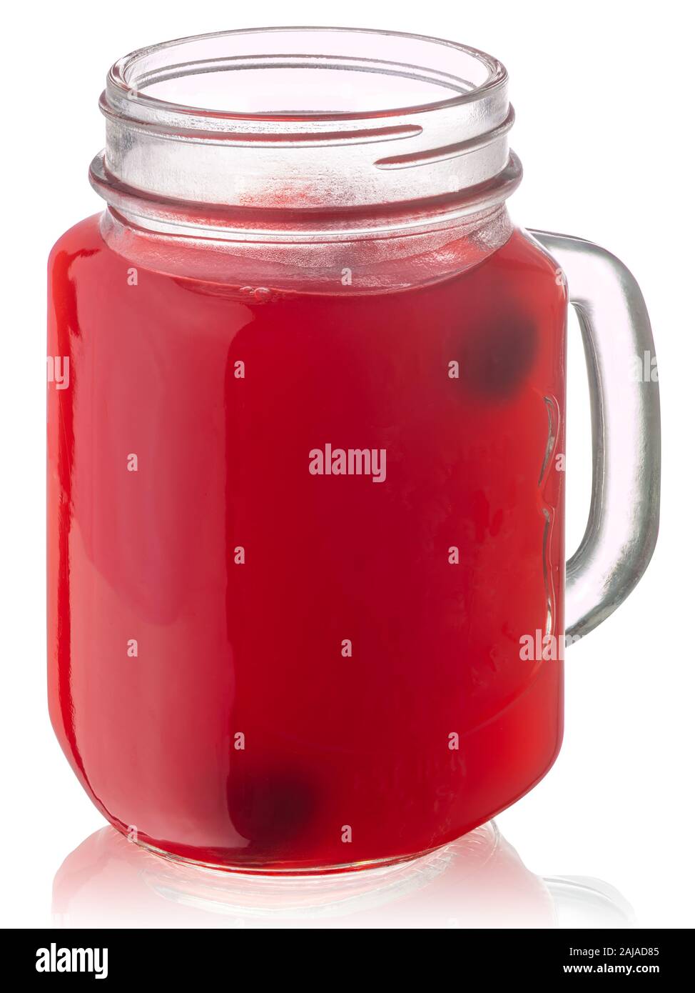 Cherry Kissel, eine viskose Drink in einem Marmeladenglas, isoliert Stockfoto