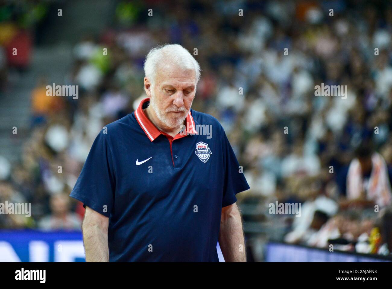 Gregg Popovich, USA Team Head Coach, während des Spiels gegen Frankreich. FIBA Basketball Wm China 2019, Viertelfinale Stockfoto