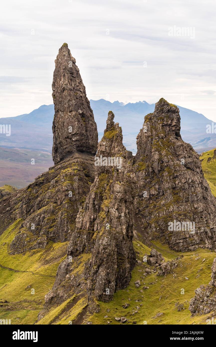 Alter Mann von Storr, Isle of Skye, Schottland, Großbritannien Stockfoto