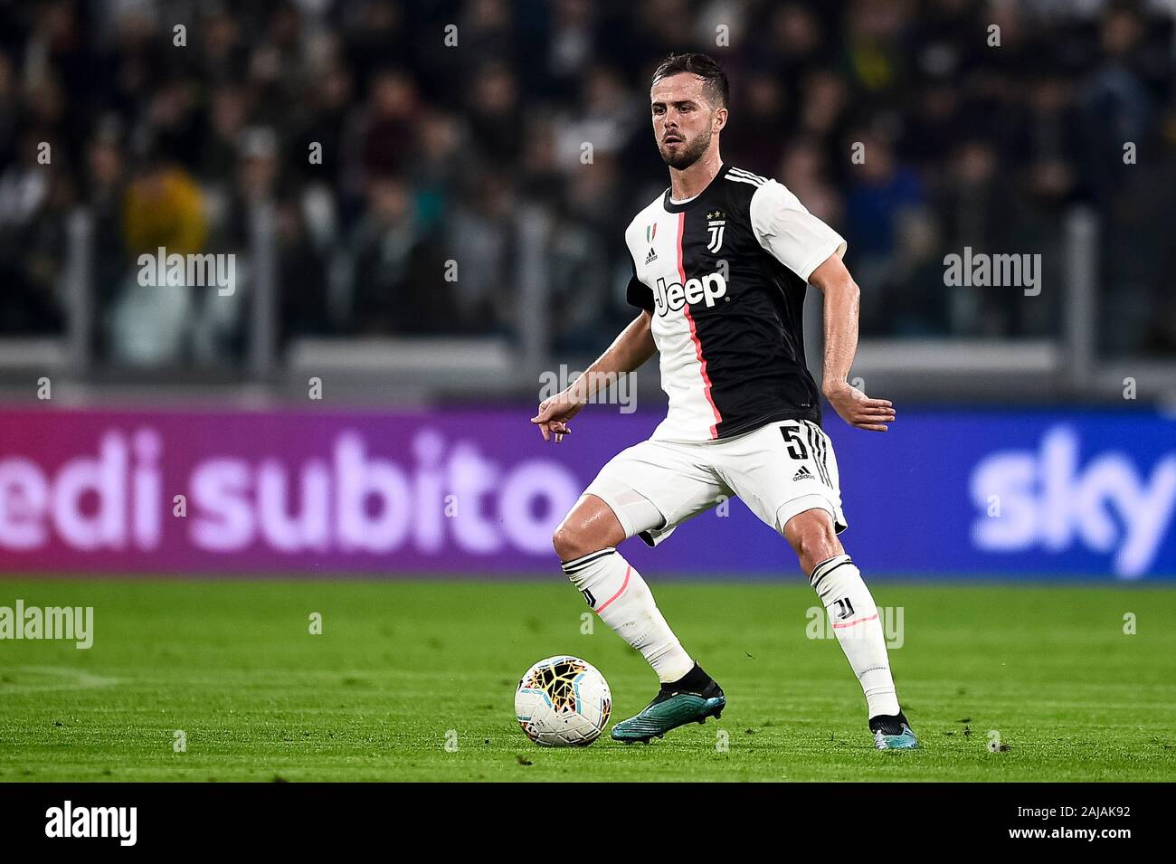 Turin, Italien. 19. Oktober, 2019: Miralem Rudolph von Juventus Turin FC in Aktion während der Serie ein Fußballspiel zwischen Juventus FC und FC Bologna. FC Juventus gewann 2-1 über FC Bologna. Credit: Nicolò Campo/Alamy leben Nachrichten Stockfoto