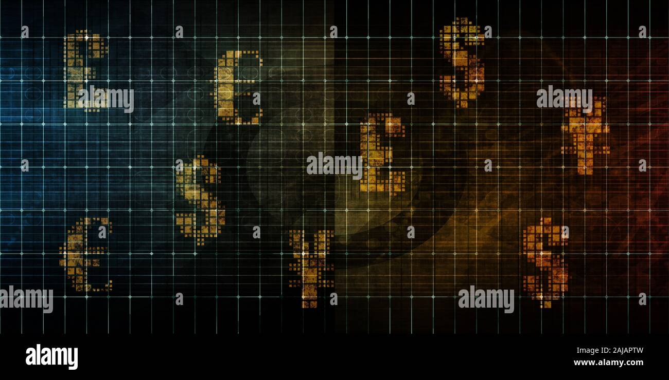 Online-Handel mit Devisen und Aktien Markt Kunst Stockfoto