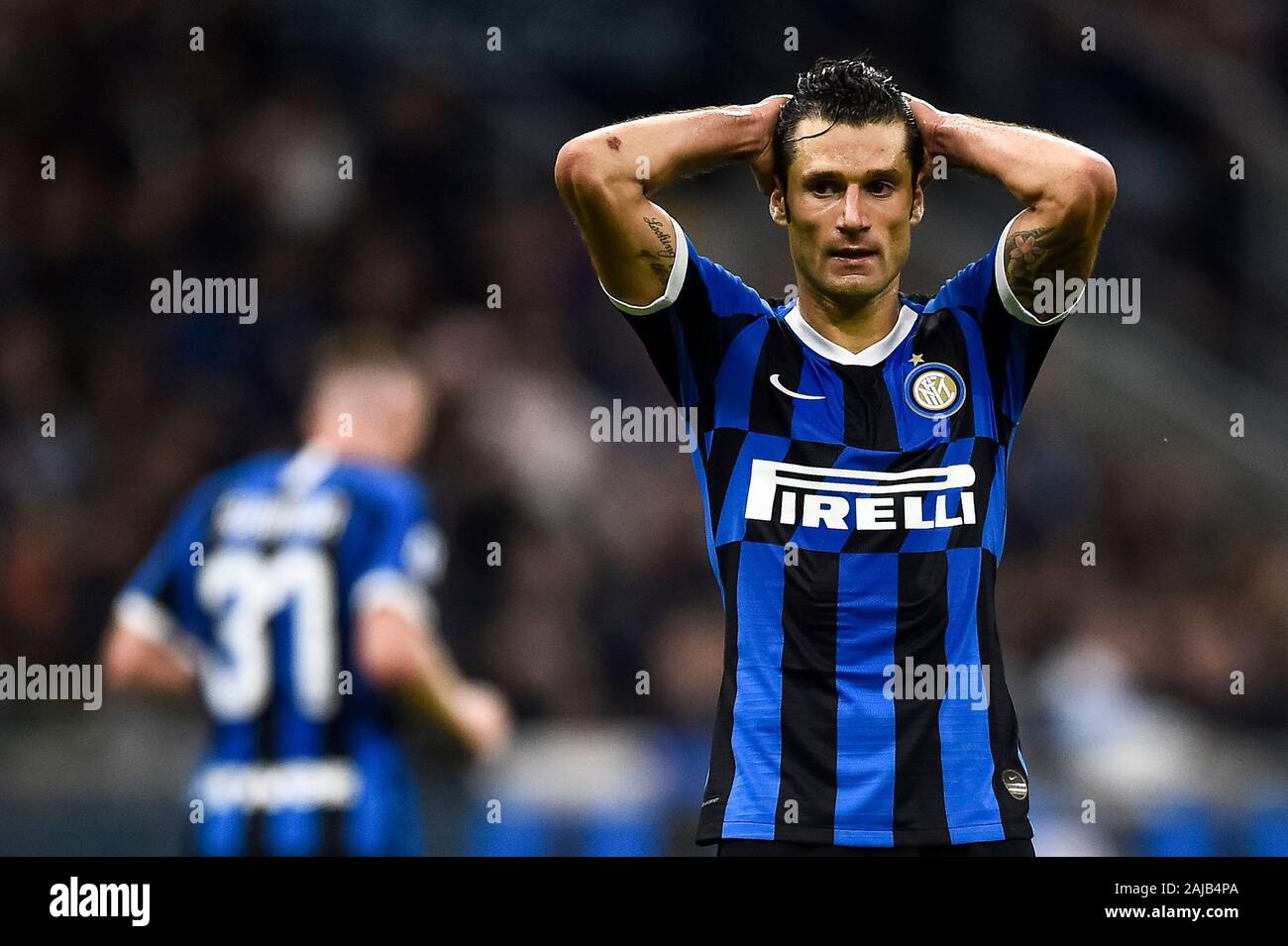 Mailand, Italien - 26 Oktober, 2019: Antonio Candreva von FC Internazionale sieht während der Serie ein Fußballspiel zwischen FC Internazionale und Parma Calcio niedergeschlagen. Das Spiel endete mit einem 2:2. Credit: Nicolò Campo/Alamy leben Nachrichten Stockfoto