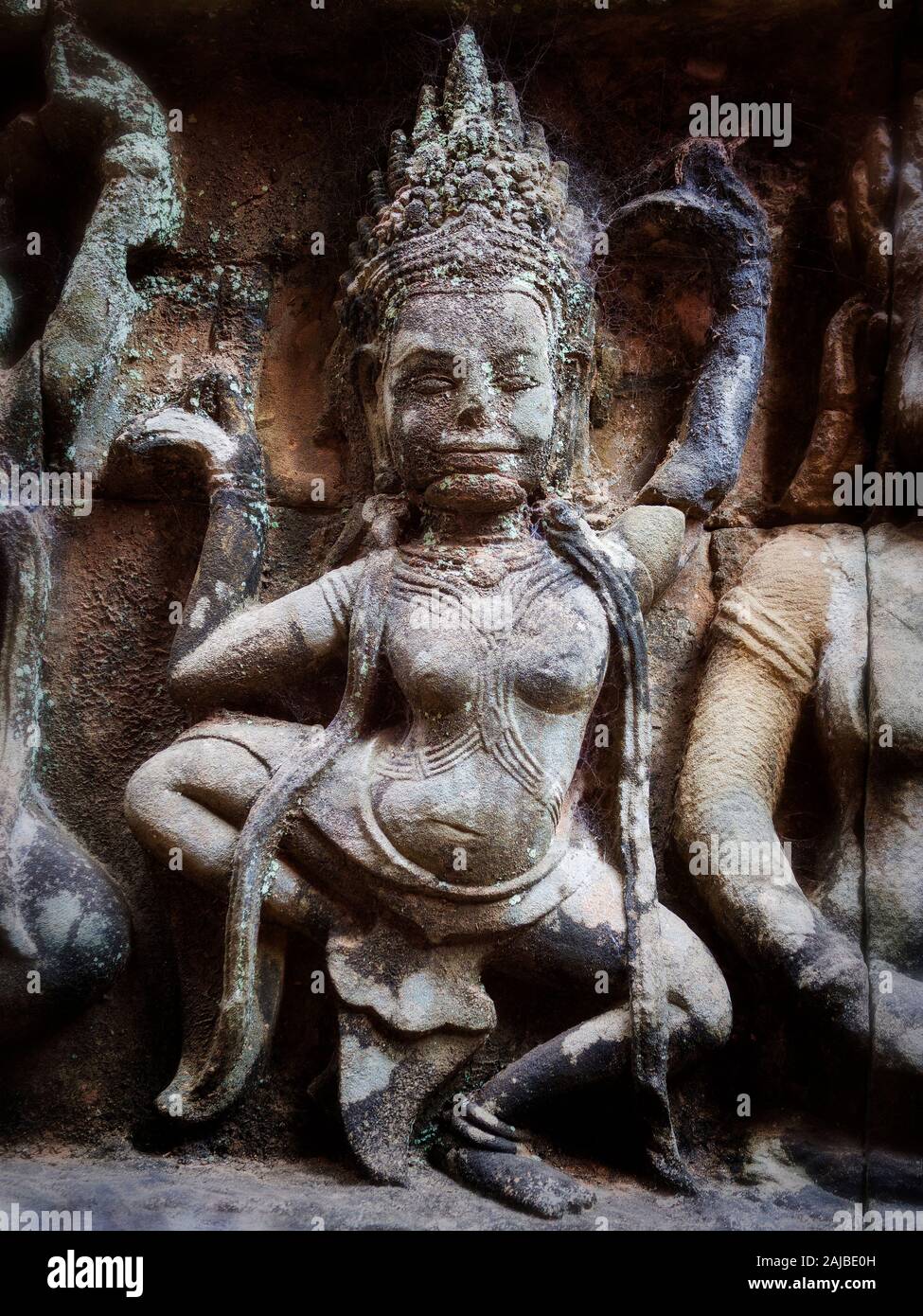 Tanzen apsara bas-relief in Angkor Wat Tempel, Siem Reap, Kambodscha. Stockfoto
