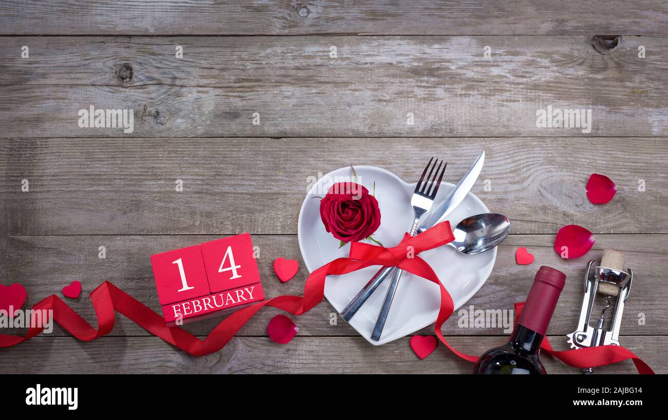 Valentines Tag Abendessen Konzept. Valentinstag Hintergrund Stockfoto