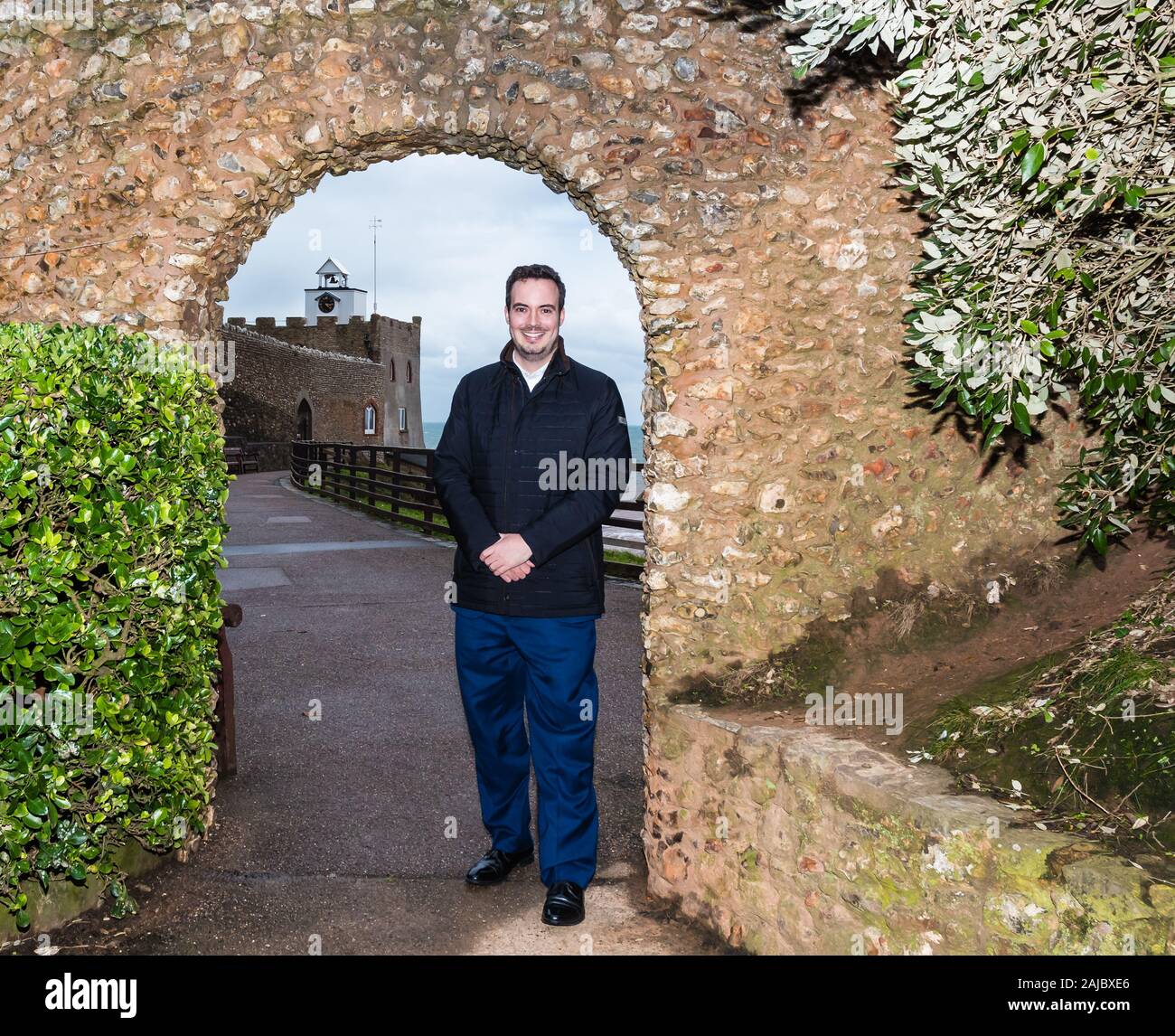 Simon Jupp MP besuchen Connaught Gardens, Sidmouth. Stockfoto