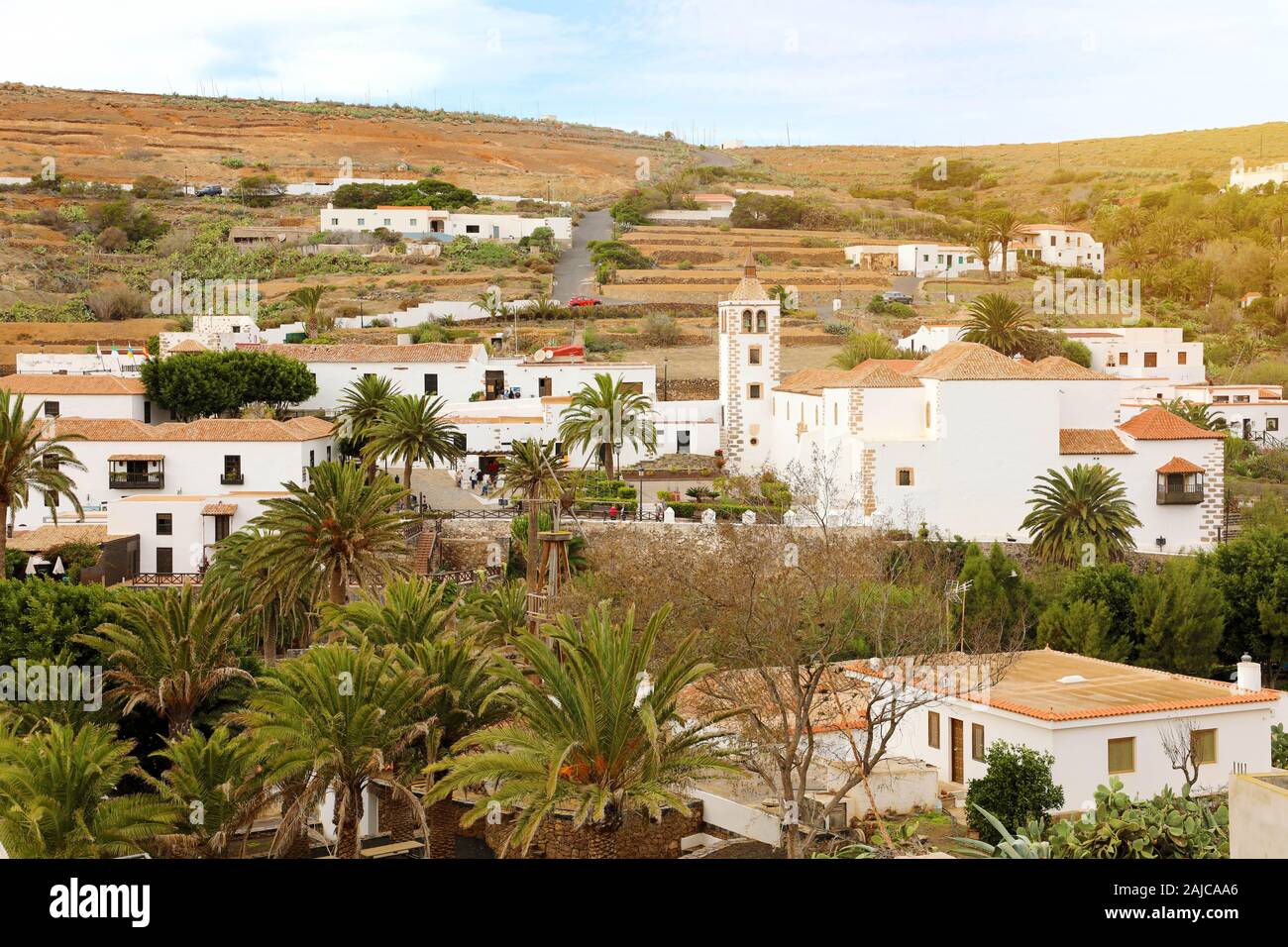 Betancuria kleine Stadt mit Santa Maria de Betancuria Kirche auf Fuerteventura, Kanarische Inseln, Spanien Stockfoto