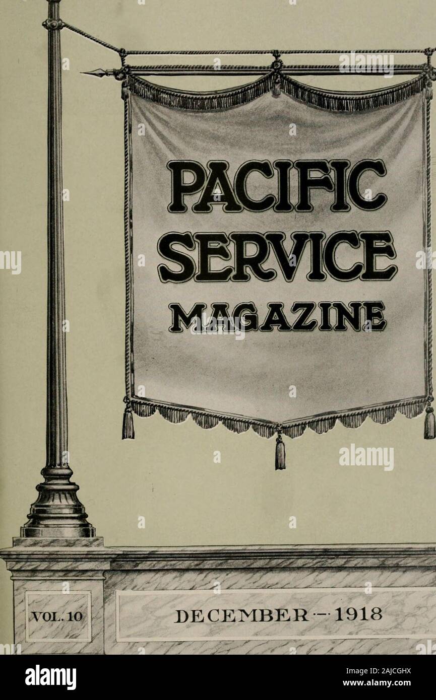 Pacific service Magazin. Dezember - 1918^ Nr. 7 Pacific Service Magazin PACIFIC GAS UND ELECTRIC COMPANY DIRECTORS F. B. Anderson John S. Drum John D. McKee Henry E.F.T. Bothin Elsey John A. McCandless John A. Brixton D.H. Foote C.O.G. Miller W. H. Crocker W. G. Henshaw Nion R. Tucker F. G. Drum A. F. Hockenbeamer George K. Wochen OFFIZIERE F. G. Drum Präsident John A. Britton Vizepräsident und General Manager A. F. Hockenbeamer zweiter Vizepräsident und Schatzmeister D.H. Foote Sekretärin und Assistentin Schatzmeister Jos. C. Liebe Assistant Treasurer Chas. L. Barrett Assistant Secretary KÖPFE O Stockfoto