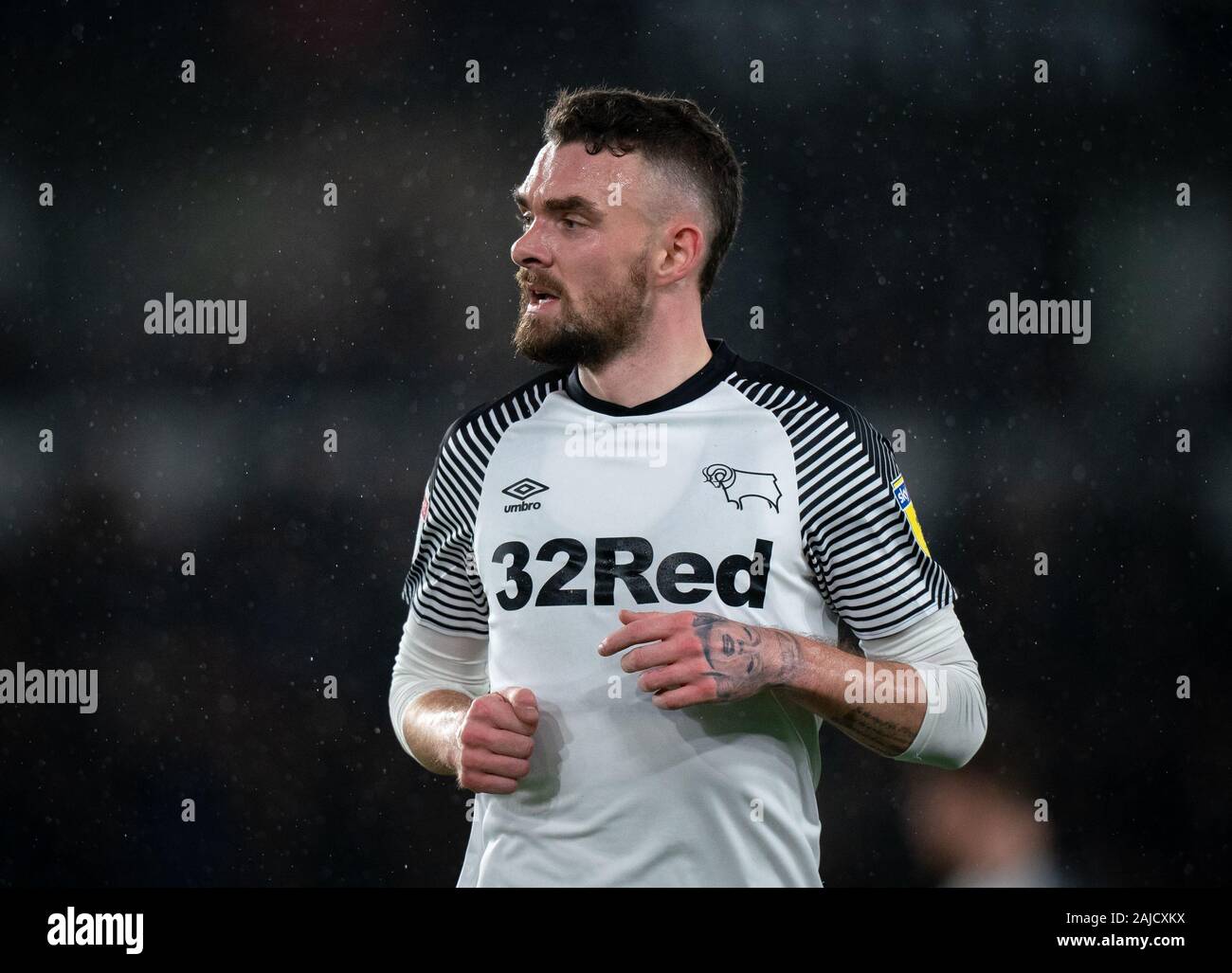 Scott Malone von Derby County während der Sky Bet Championship Match zwischen Derby County und Barnsley an der Ipro Stadion, Derby, England am 2. Januar Stockfoto