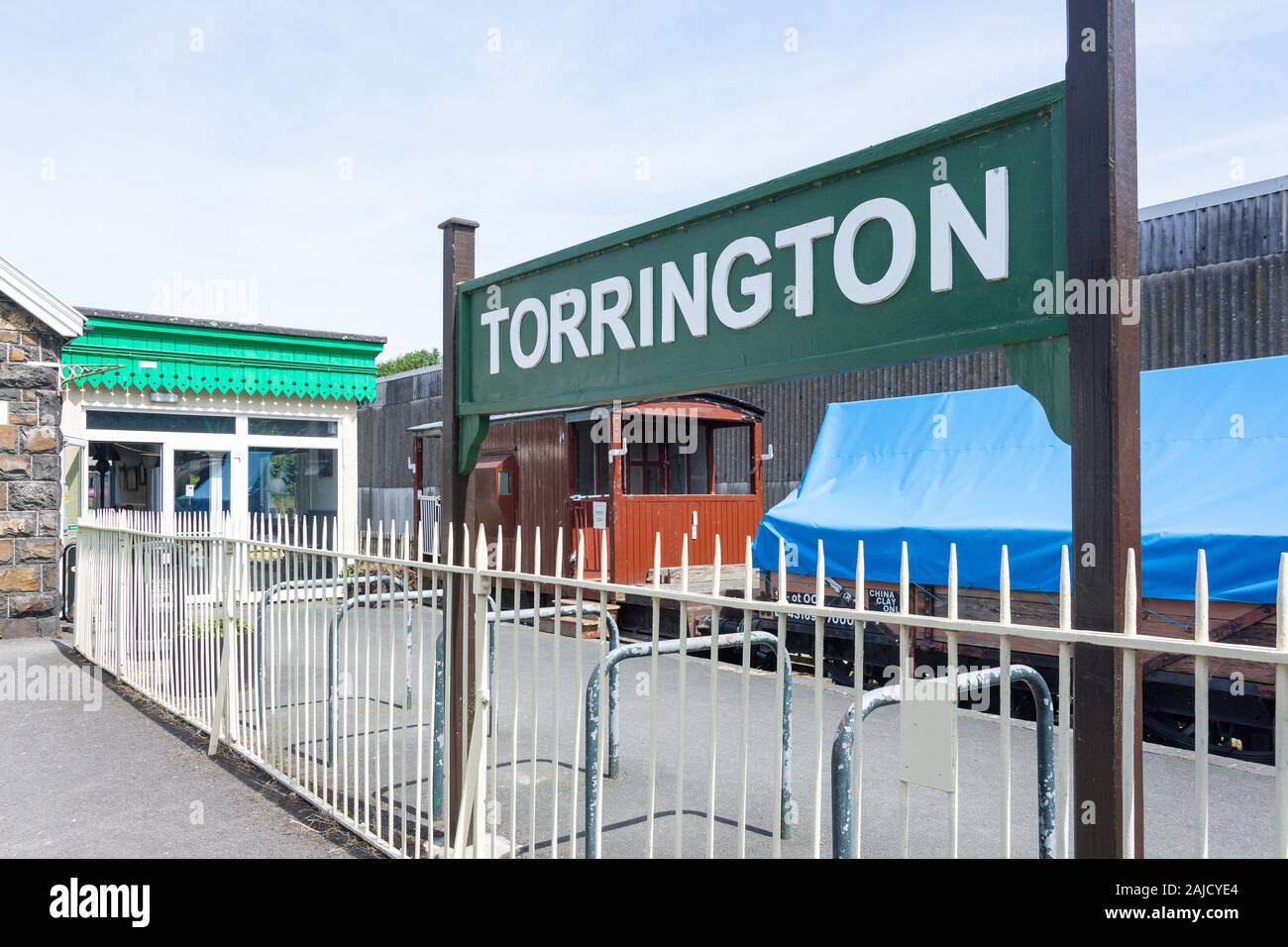 Tarka Tal Torrington Bahnhof (jetzt 'Puffing Billy', Cafe), Bahnhof Hügel, Torrington, Devon, England, Vereinigtes Königreich Stockfoto