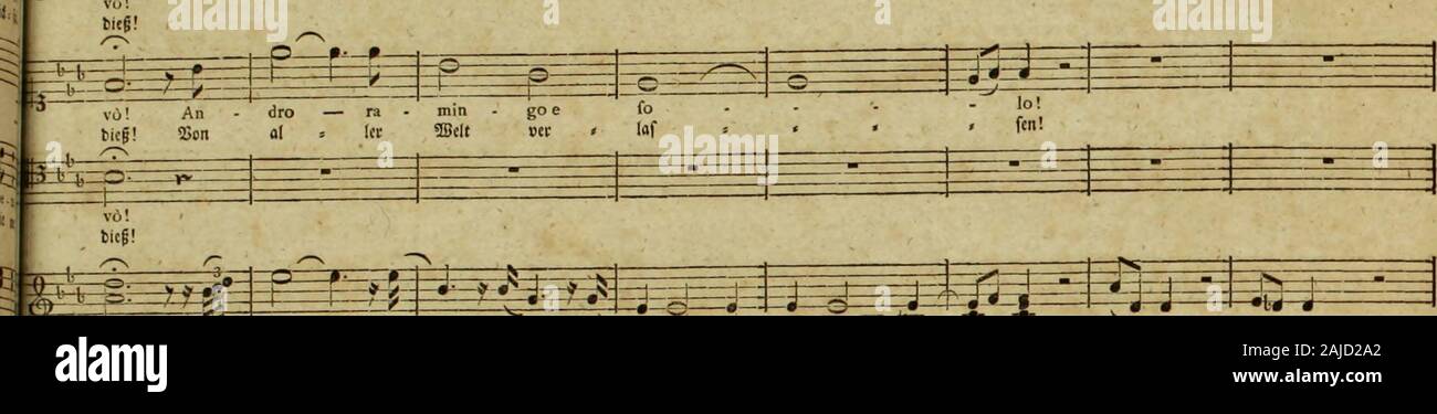 Idomeneo, Rè di Creta: Opera seria in Tre Atti (K.366) = Indomeneus König von Kreta: ernsthafte Oper in drey Aufzügen im Klavierauszuge.nif-Spaß, niffo j&gt; Kunst, fo-Spaß-prO-jWt-mi! 1-s. J? £ * - j, J.^i 3-J. Jll. Jl^^ ich ich 5^1 1^ . - M 139 3 vo! Blcffl rr-1 § ii 4 Ich. ^ F7ff]?s^fe^^^^^ g^1111 -! = £ T=-4 5 rt^ ifff * * t ± E J J^3=^-O&gt; - f r Mm ein ^ ± k Stockfoto