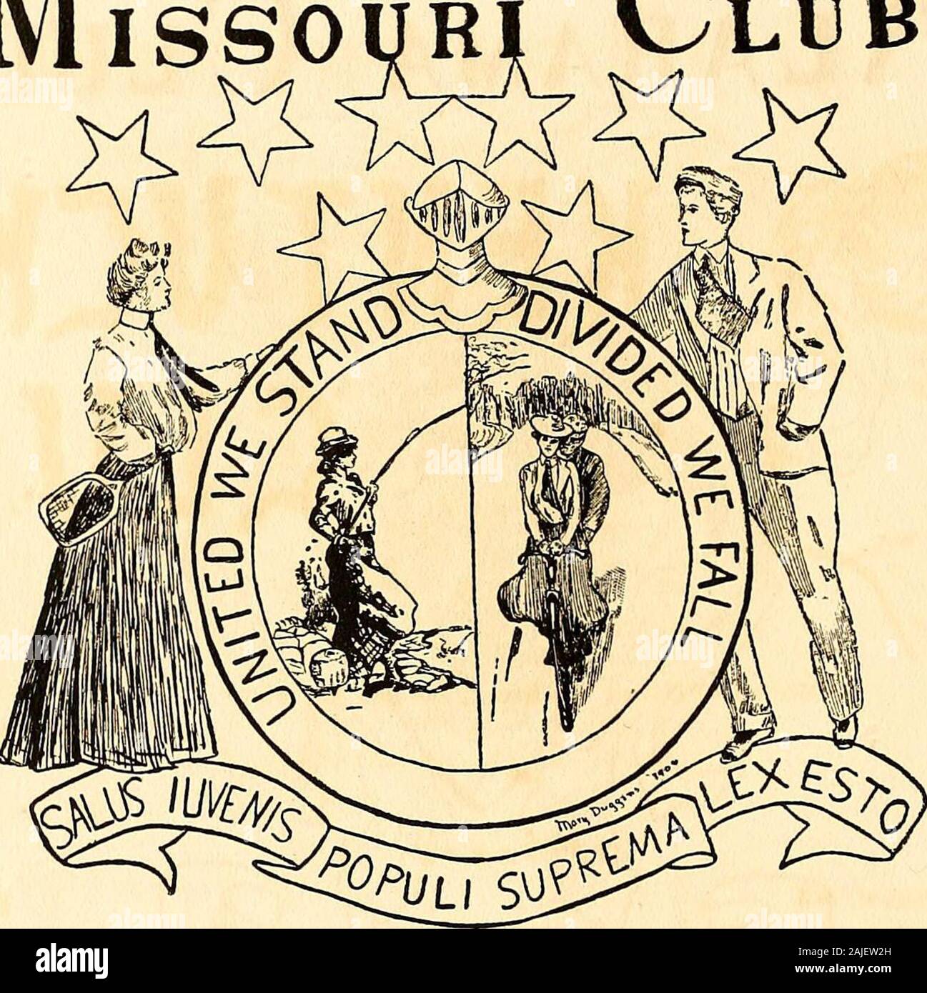 Iris 1904. Motto - Hier ruhen wir Farben - Crimson und weiße Blume - Eglantine Offiziere Belle Davidson Maria Lilly Preis. Vizepräsident Jessie Hicks Mitglieder PresidentIda Lane. . SecretaryTreasurer Etoile Ashford Fannie Burton Josephine Cleveland Zuline Dardis Belle Davidson Mary Jane Echols Jessie Hicks Hicks Ida Lane Maria Lilly Preis Hattie Smith Lurline Smith Eloise weiß Misso Club. Motto - Sehen ist Glauben Blume - Violett Yell-V-i-c-t-o-r-y! Für Missouri, ist unser Schrei; Über die Union Wir sind der Staat, der knownAs hat gezeigt werden. Uns Anblick! Zeigen Sie uns! Dieses, weinen wir, weil wir von Miss-unsere-Ich. Co Stockfoto