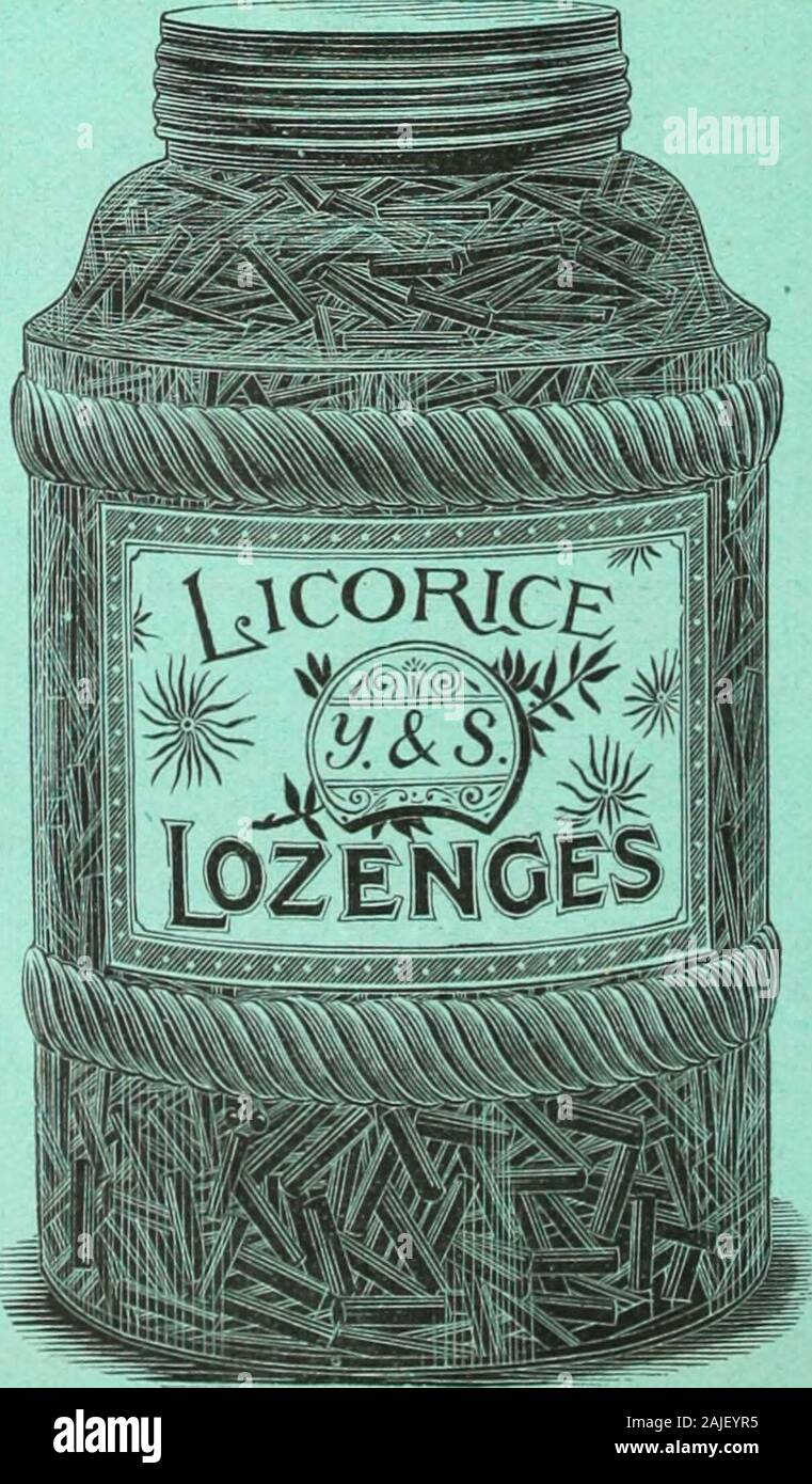 Kanadische Lebensmittelhändler Januar-Juni 1892. DALLEYS FROSTSICHER TINTE. 2 OZ. OOHSTIE FLASCHEN Einzelhandel bei 5 Cent pro Flasche. In 3, 6 und 12 Doz verpackt. Fällen. Verkauft von allen Großhändlern oder Herstellern. Dies ist eine erstklassige schwarze Tinte, die garantiert nicht der kälteste Witterung freezein. F.F. DALLEY & Co., Hamilton, Kanada. Lakritz Pastillen. Exklusiv hergestellt von YOUNC & SMYLIE, Brooklyn, N.Y., diese Waren können von den führenden erste-Klasse Häuser in Kanada Publishedweekly-Zoo pro Jahr Stockfoto