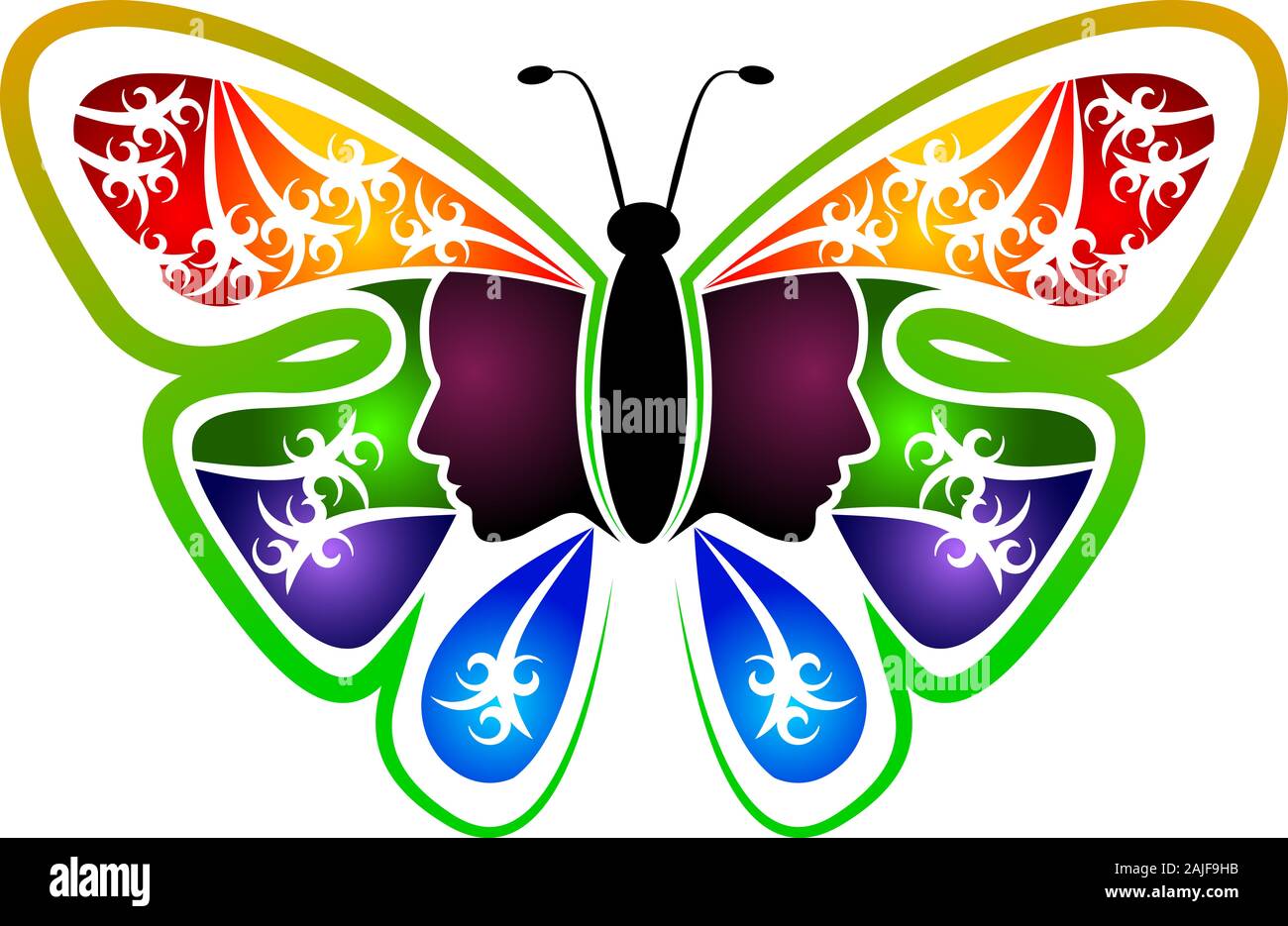 Schmetterling Frau Logo Stockfoto