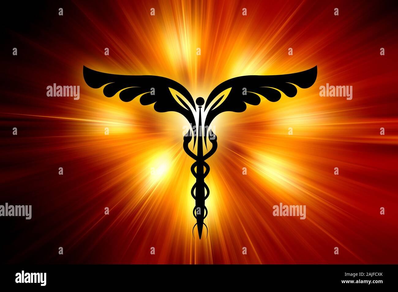 Illustration Kunst eines Power Medical Logo mit Hintergrund Stockfoto