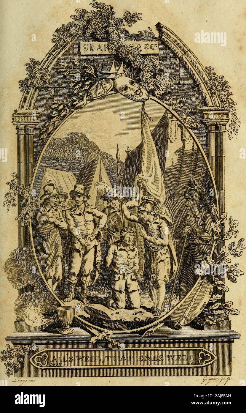 Die Theaterstücke von William Shakspeare: komplette, in acht Bänden. ^J/^ Ac ^ Abl. d^x^y^, j ^..^^^^^^^ // Amy 4/^^^^^^^^ lAifJi Vo, / - ^.. 12J^. M. II^ lA^M^/ -.^ ti^^ h i^/^w^^V"&lt;. .^ DRAMATIS PERSONEN. Männer. Der König von Frankreich, Herzog von Florenz, Bertram, Graf cfRouftlkn, La FEU, ein alter Herr. Pa r o l l e s, eine parajitlcal Anhänger von Bertram; ein Feigling^^ Hütte. umsonst, und ein großer Pretender auf Valor. Sevsral junge französische Lords, thatferved mit theFlorentine Bertratn in Krieg, ClZ7^ "Scri;" "/i des Countefs von RouftUon.. Frauen. Der csunfefs Ronjillon, Mutter, Bertram, Helena, Tochter Jo Gerard de Narbon, einem berühmten Stockfoto