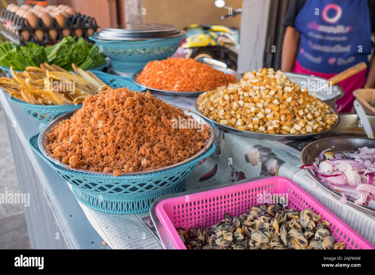 Zutaten für Pad Thai, einem beliebten Thai Street Food Stockfoto