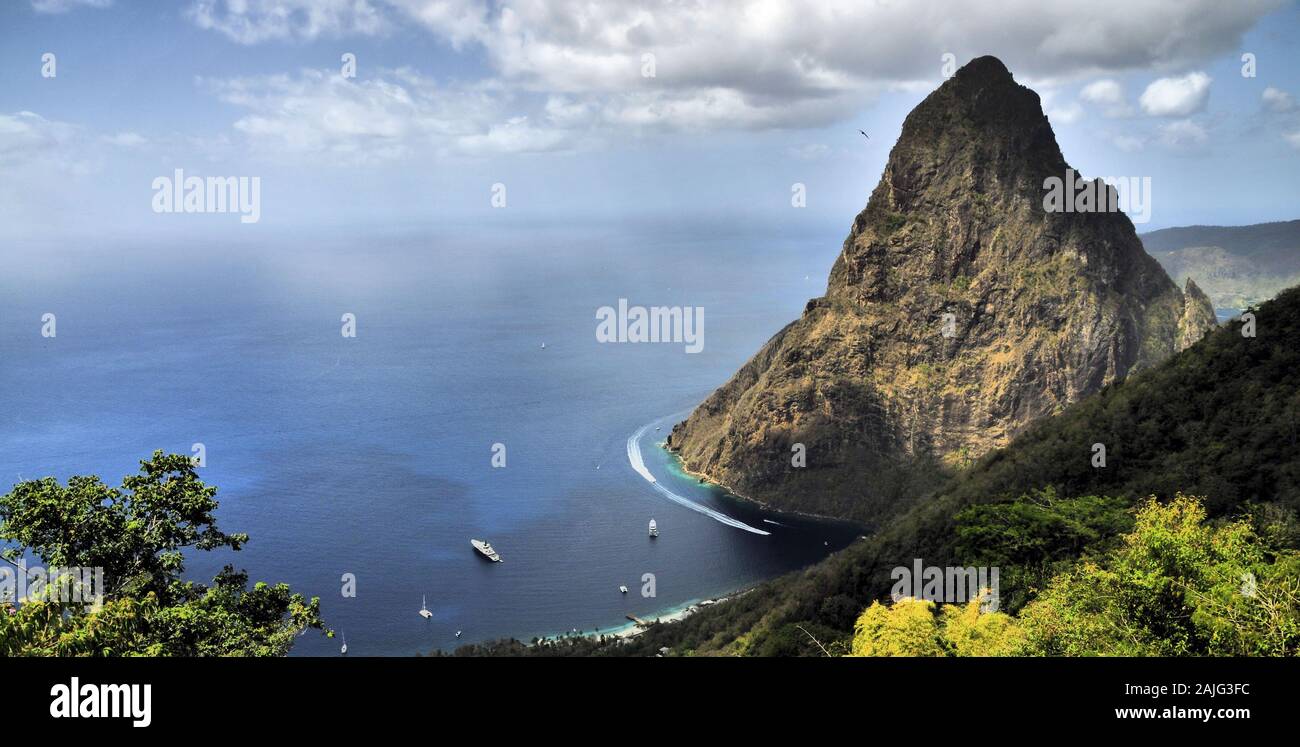Blick von der Karibikinsel St. Lucia Stockfoto