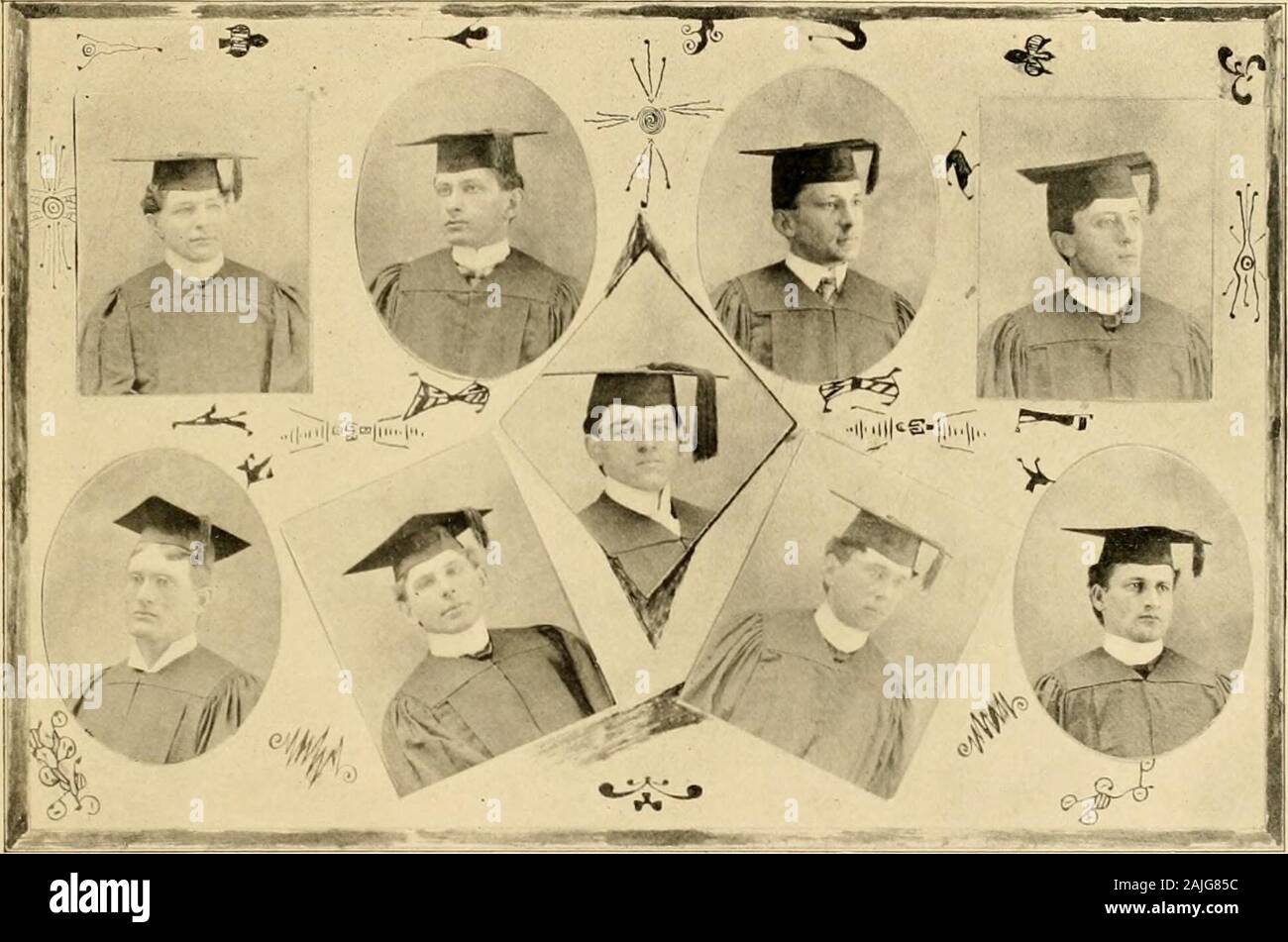 Die Lanthorn 1899. SENIORCLASS Offiziere. Präsident Vizepräsident Sekretär - TreasurerHistorian-J. Luther HoffmanHarvey D. HooverJ. E. H. ZimmermanCyril HaasH. W. Morris MITGLIEDER Motto-Labor omnia vincit. Klasse Blume - Nelke. Farbe - Royal Violett und Weiß. Yell-cis-ki! Ris-ii! Kis ker Ax! Whis-ci! Seine-ci! Ho pro-ein! Sus-que-han-na! Ninety-Nine! HARRY CLAYTON ERDMAN - Ministerium Snydertown, Pa. Eingetragen von Prep. Sept. 95; Clio; Klasse Künstler. CHARLES ABRAHAM GOS 3 - Zahnheilkunde Troxelville, Pa. Eingetragen von Piep. September, 95; Clio; College Football Team. CYRIL HERBERT HAAS-missionarischen Eingegeben fro Stockfoto