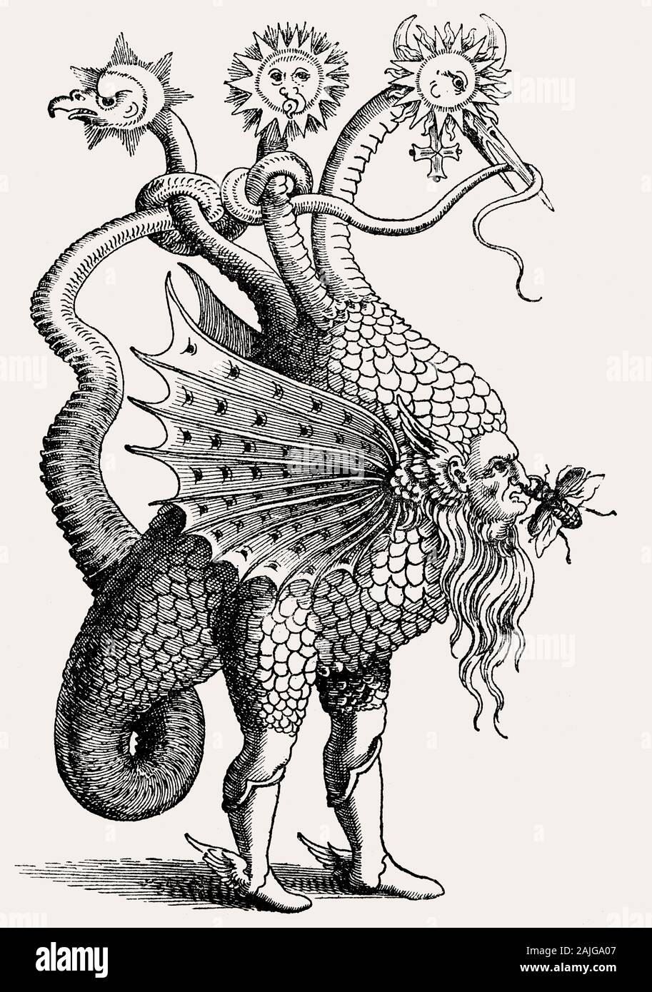 Anti-Catholic Tier Parodie über Kritik Behinderung der Katholischen Kirche, 16. Jahrhundert Stockfoto