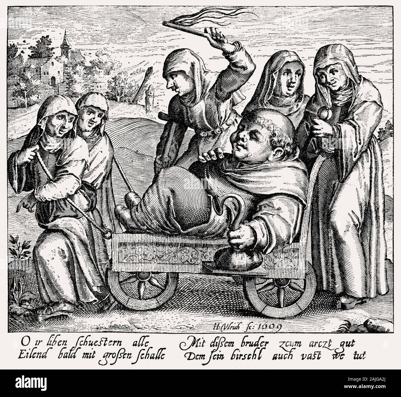 Karikatur auf die maßlosen Leben der Mönche und Nonnen, die Reformationszeit Stockfoto