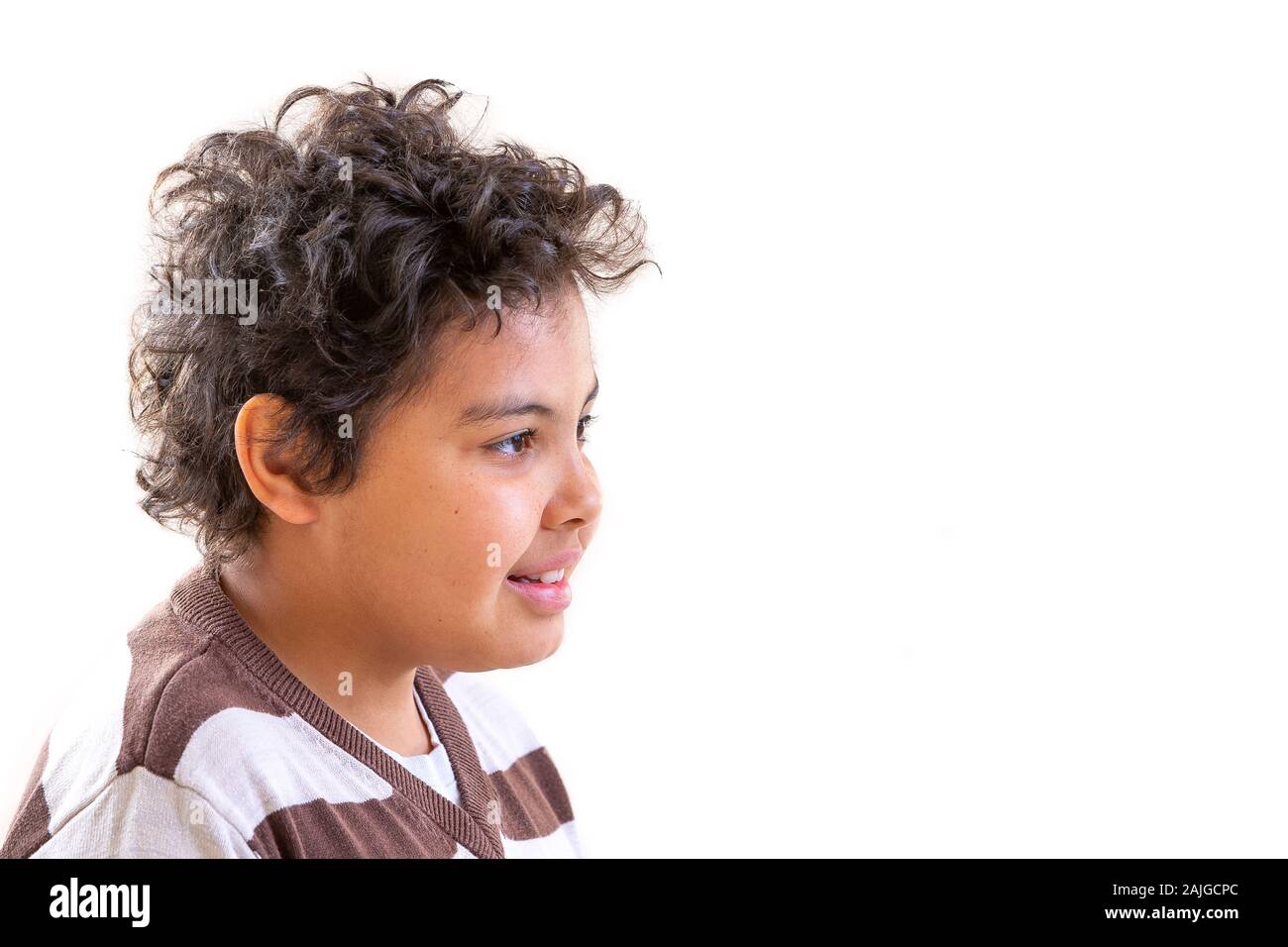 Konzept einer glücklichen Kindheit, lächelnde junge Teenager close-up Profil anzeigen Stockfoto