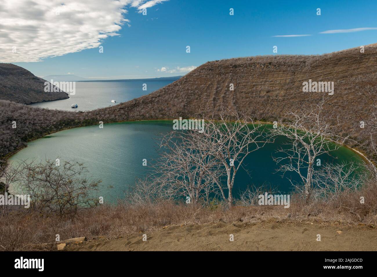 Darwin See und Tagus Cove auf die Insel Isabela, Galapagos, Ecuador. Stockfoto