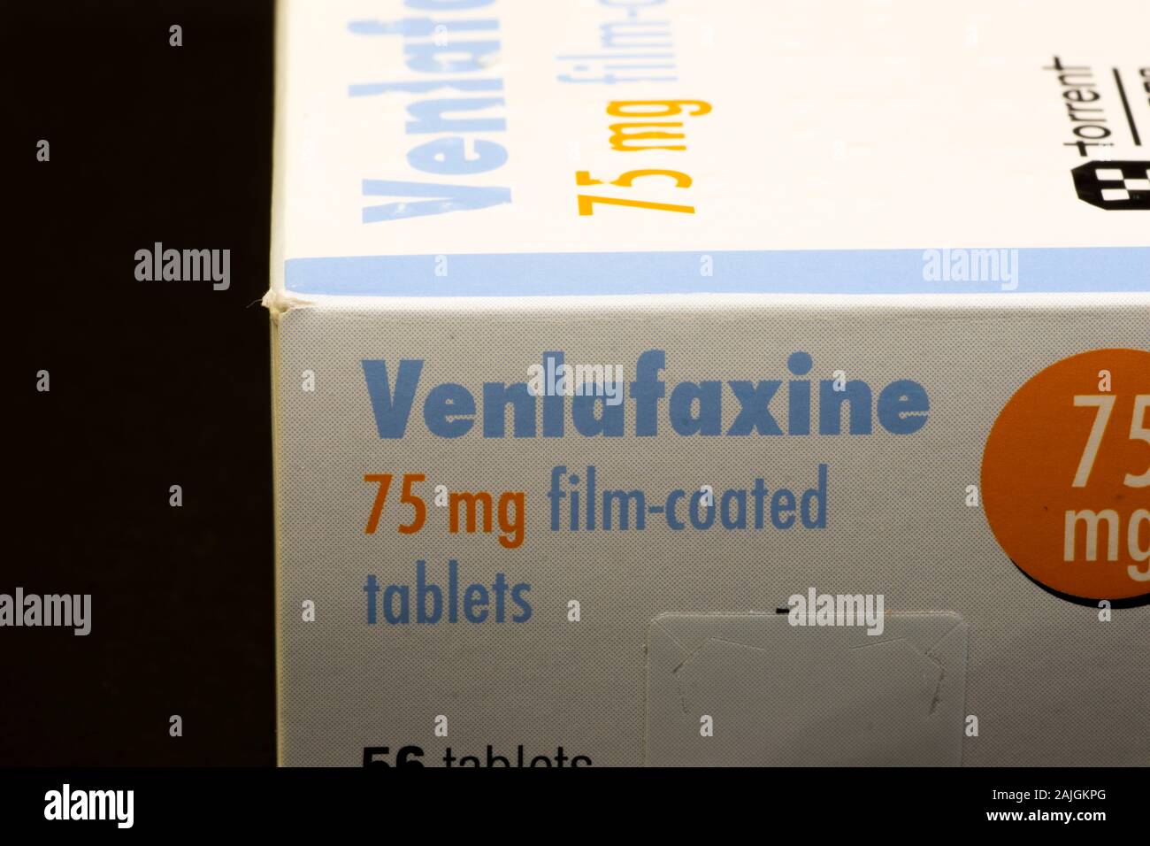 Box mit Venlafaxin-Tabletten, ein Antidepressivum der  Serotonin-Noradrenalin-Wiederaufnahmehemmer-Klasse Stockfotografie - Alamy