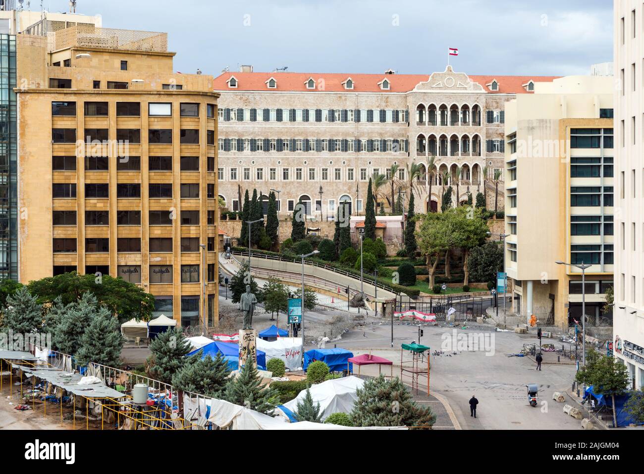 Riad Solh square während 2019 Libanesische Proteste, Beirut, Libanon Stockfoto