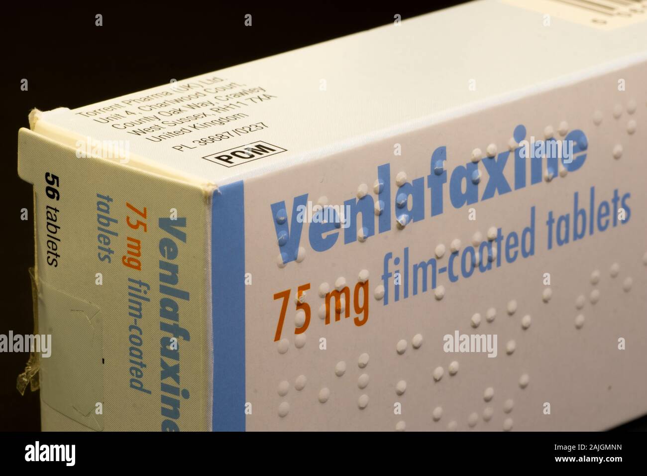 Box mit Venlafaxin-Tabletten, ein Antidepressivum der  Serotonin-Noradrenalin-Wiederaufnahmehemmer-Klasse Stockfotografie - Alamy
