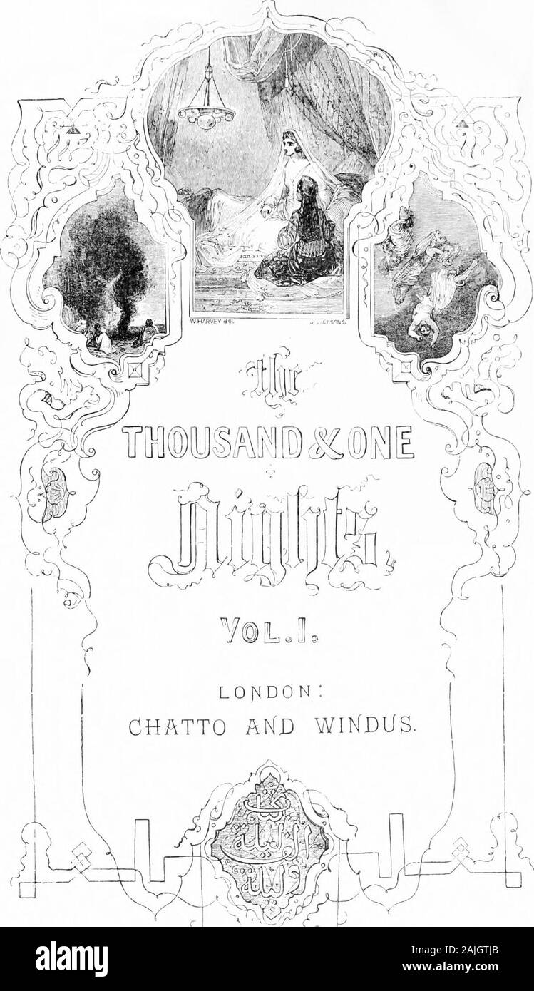 Die tausend und eine Nacht (Band 1): allgemein genannt, in England, Unterhaltungen der Arabian Nights'. Die Tausend und einer Nacht, allgemein genannt, IN ENGLAND, der Arabian Nights Entertainments. Jl £ lcx&gt;^tiinslatiort aus dem Arabischen, toitlt (reichlich ilotce. Von Edward William Lane, HON. Doktor DER LITERATUR DER I. EYDEN; KORRESPONDENT DES INSTITUTS FÜR FRANKREICH; HON. M. in der RS. L., M.R.A.S., etc.; THEMA DES MODERNEN ÄGYPTEN, EIN ARABISCH-ENGLISCH LEXIKON, etc. Jl, lustrated von vielen^ undred Gravuren auf Woodfrom original Designs von William Harvey. Eine neue Ausgabe, von der eine Kopie kommentierte VON DER TRA Stockfoto