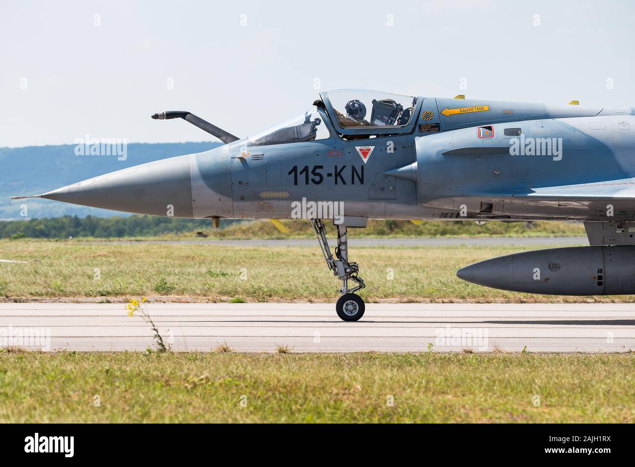 Eine Dassault Mirage 2000 Kampfjet der französischen Luftwaffe. Die Mirage 2000 ist eine französische Multirole, single - Motor der vierten Generation Jet Fighter. Stockfoto