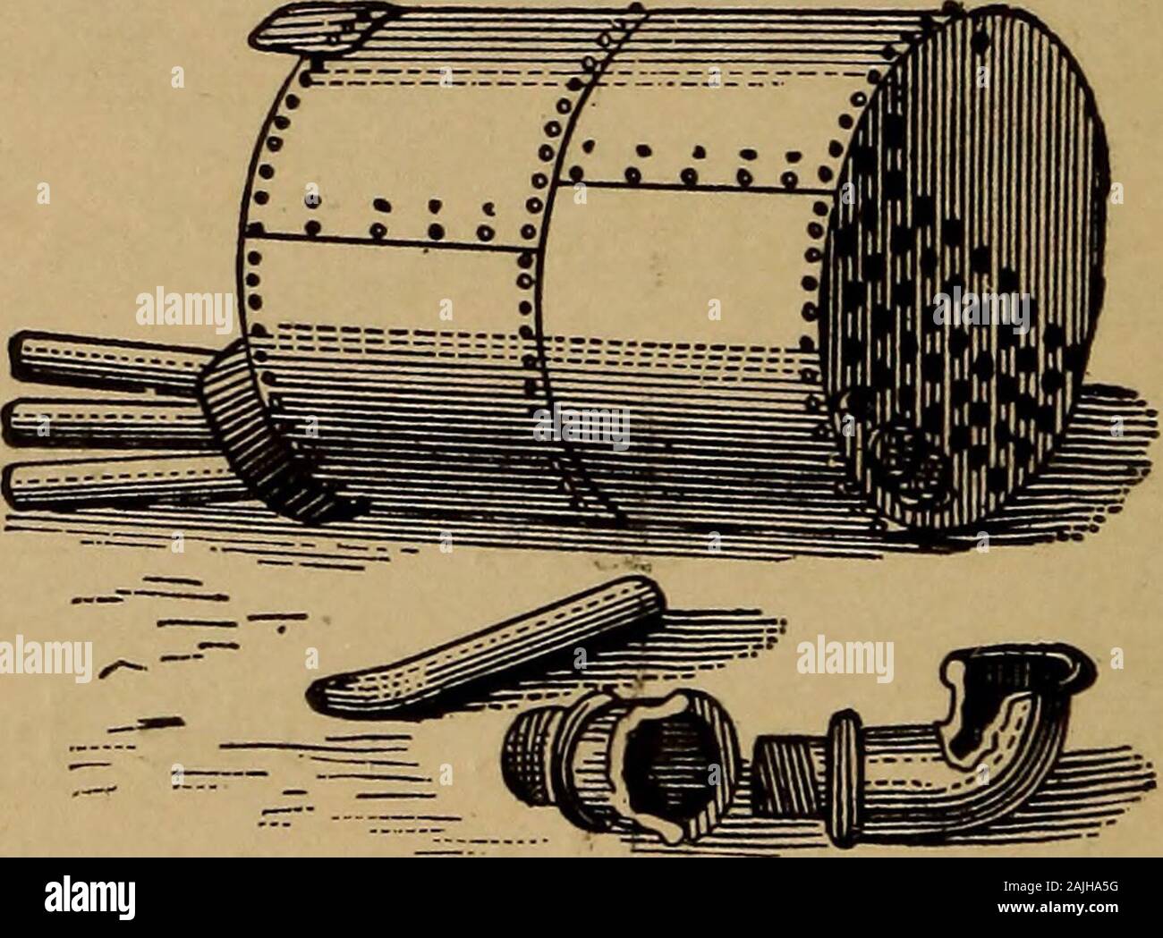 Dampfkessel Explosionen, in der Theorie als auch in der pactice;. Abb. 46,- Heck op Kessel nach Ex-PLOSION. Das hintere Ende des Kessels BeforeExplosion. Die zwei nachfolgenden Abbildungen , und sie auseinander zu werfen. Abb. 47. - das vordere Ende des Boilerafter Explosion. Mit aller Kraft, die aufgrund von hundert Millionen von Maul- Stockfoto