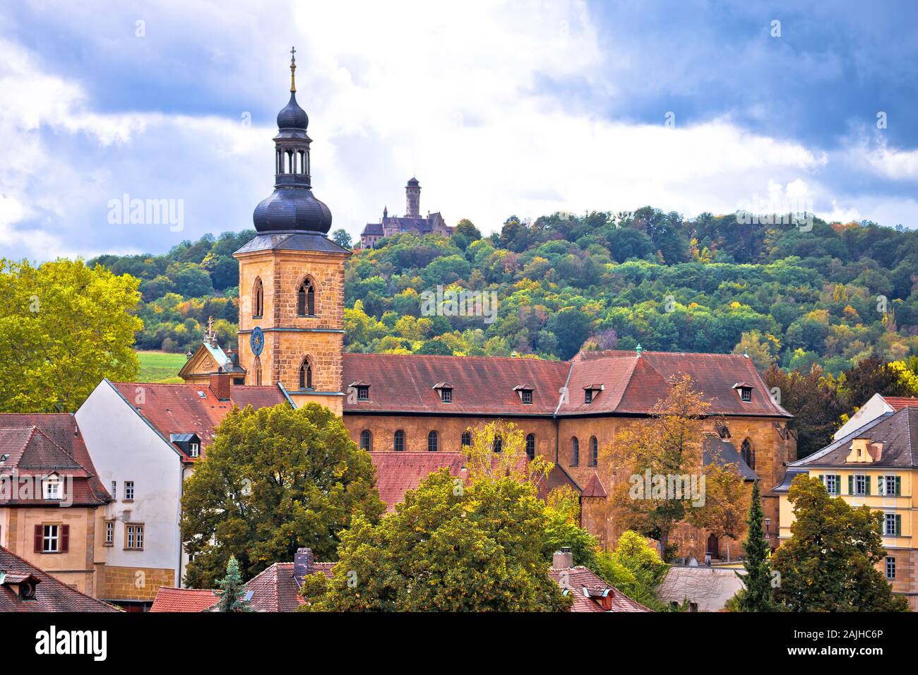 Bamberg. Stadt Bamberg Panoramablick vom Michaelsberg zu berühmten Sehenswürdigkeiten, Oberfranken, Bayern Region in Deutschland Stockfoto